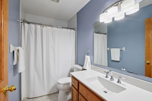 1780 Quail Dr, Shakopee, MN 55379 - bathroom with toilet, vanity, tile patterned flooring, and a shower with curtain