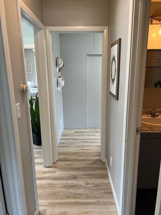 603 Main Ave N, Roseau, MN 56751 - hallway with a sink and light wood-style floors