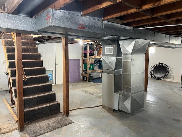 603 Main Ave N, Roseau, MN 56751 - unfinished basement with stairs and heating unit