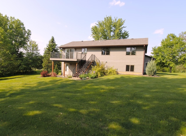 538 Nordic Ln, Troy Twp, WI 54016 - back of house with stairs, a deck, and a yard