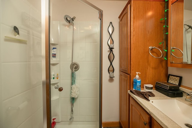210 1st St SE, Hayfield, MN 55940 - bathroom featuring a shower stall and vanity
