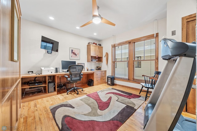 300 Broadway N Unit 204, Fargo, ND 58102 - home office with wood-type flooring, ceiling fan, and recessed lighting