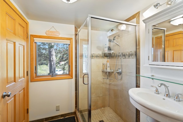 6363 Circle Rd, Danbury, WI 54830 - bathroom with a sink and a shower stall