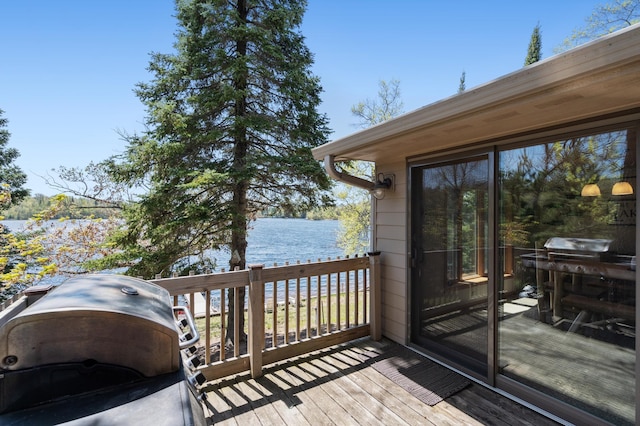 6363 Circle Rd, Danbury, WI 54830 - deck featuring a water view and a grill