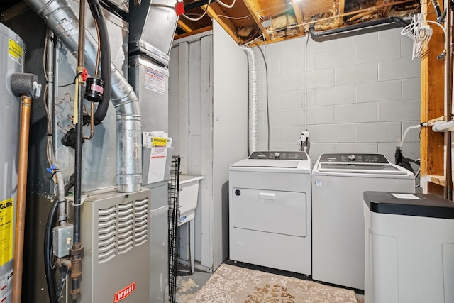 13967 Herald Ct, Apple Valley, MN 55124 - washroom featuring washing machine and dryer and heating unit