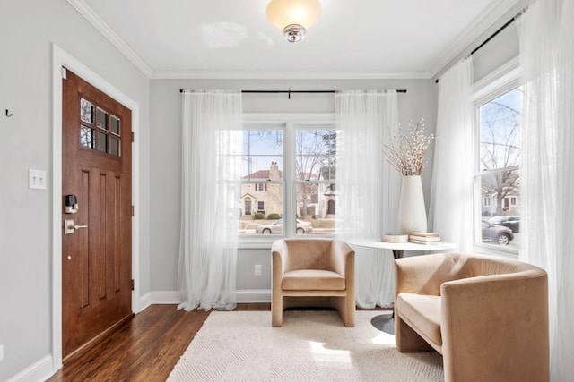 5220 Abbott Ave S, Minneapolis, MN 55410 - living area with wood finished floors, crown molding, and baseboards