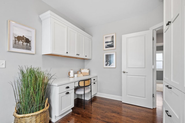 5220 Abbott Ave S, Minneapolis, MN 55410 - office area with dark wood-type flooring, baseboards, and built in desk