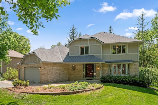 12005 27th Ave N, Plymouth, MN 55441 - view of front of property featuring brick siding, a shingled roof, an attached garage, and a front yard