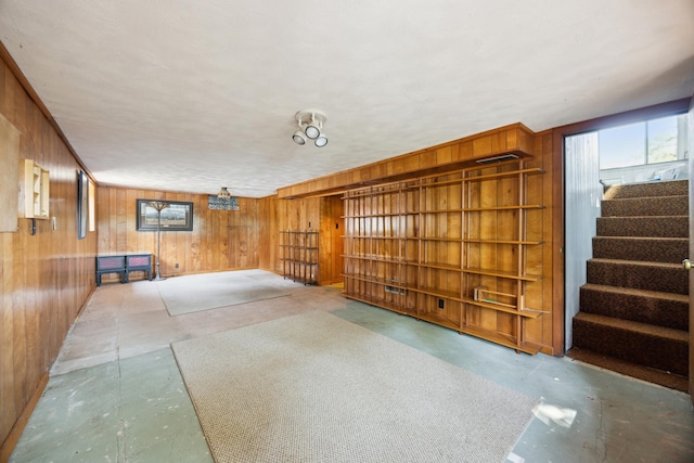 3704 Milton St N, Shoreview, MN 55126 - below grade area featuring wood walls and stairs
