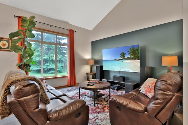 2171 Cleveland Way S, Cambridge, MN 55008 - living area featuring wood finished floors and high vaulted ceiling