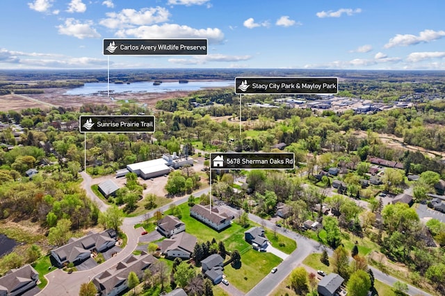 5678 Sherman Oaks Rd, Stacy, MN 55079 - aerial perspective of suburban area with a large body of water