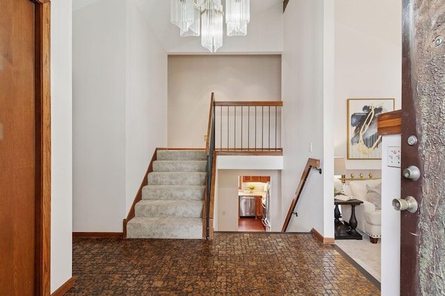 3291 Hillsboro Ave S, Saint Louis Park, MN 55426 - entrance foyer with a chandelier and stairs