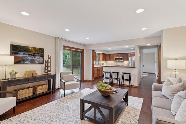 3291 Hillsboro Ave S, Saint Louis Park, MN 55426 - living room with recessed lighting and dark wood finished floors