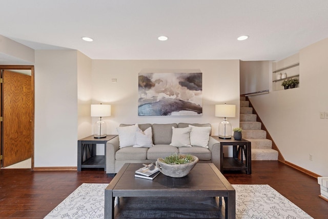 3291 Hillsboro Ave S, Saint Louis Park, MN 55426 - living area with stairs, wood finished floors, and recessed lighting