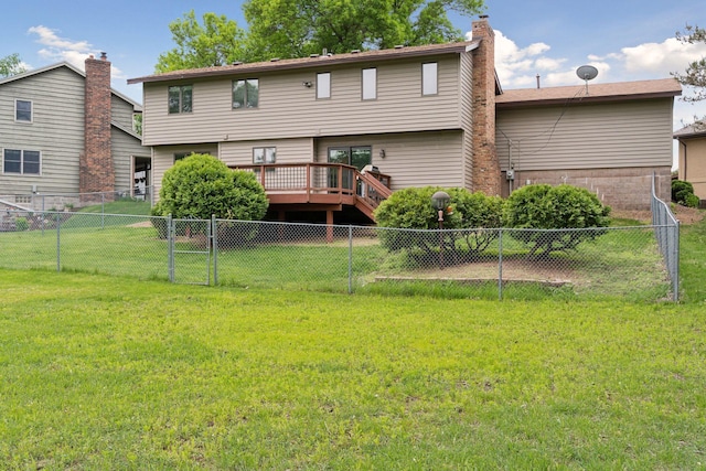 3291 Hillsboro Ave S, Saint Louis Park, MN 55426 - back of property featuring a fenced backyard, a chimney, and a deck