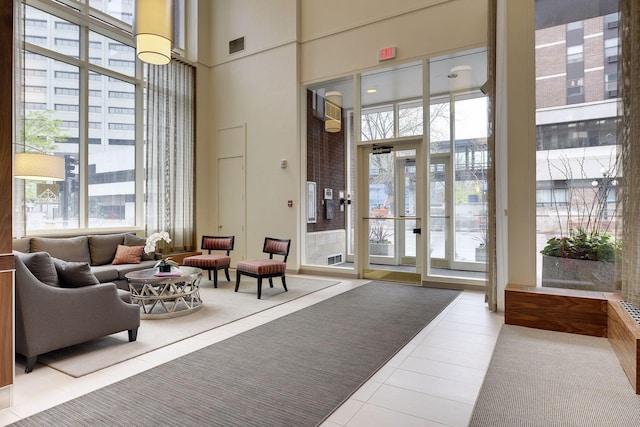 common area featuring a high ceiling