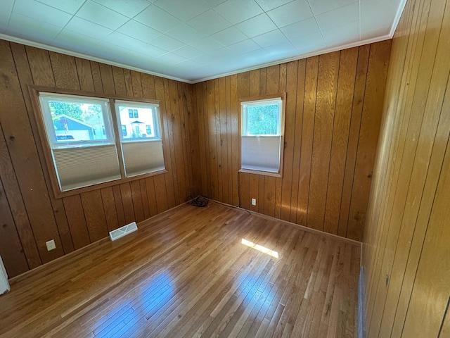 753 Mark St, Winona, MN 55987 - unfurnished room with plenty of natural light, hardwood / wood-style flooring, and wooden walls