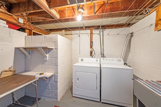 1202 Webster St, Fairmont, MN 56031 - washroom with washer and clothes dryer and concrete block wall