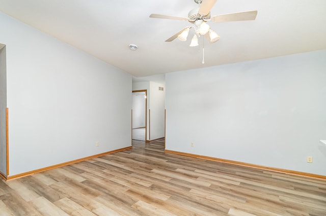 202 6th St NE, Montgomery, MN 56069 - unfurnished room with light wood-type flooring, baseboards, a ceiling fan, and a smoke detector