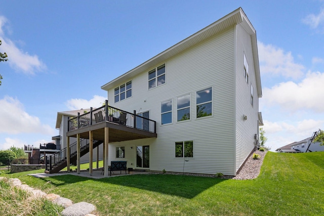 9222 Bridle Way, Victoria, MN 55386 - back of house featuring a wooden deck, a yard, a patio, and stairs