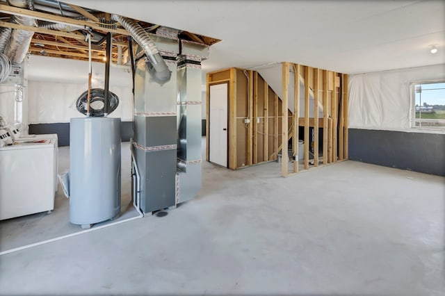 1311 Jasmine Ln NE, Saint Joseph, MN 56374 - basement featuring gas water heater, washing machine and dryer, and heating unit