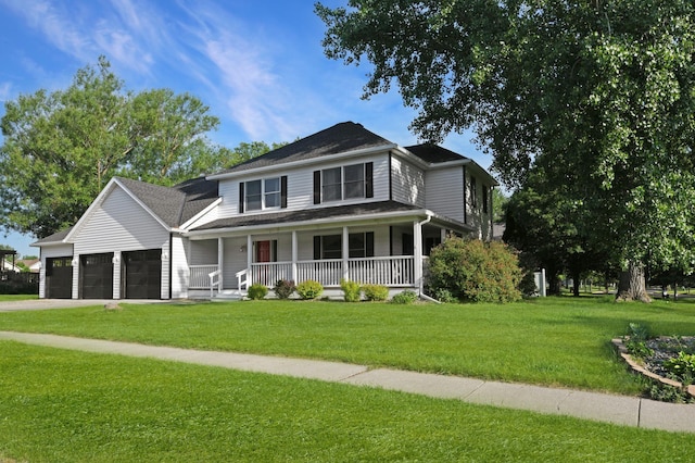 2403 Goettens Way, Saint Cloud, MN 56301 - view of front facade featuring covered porch, an attached garage, a front lawn, and driveway