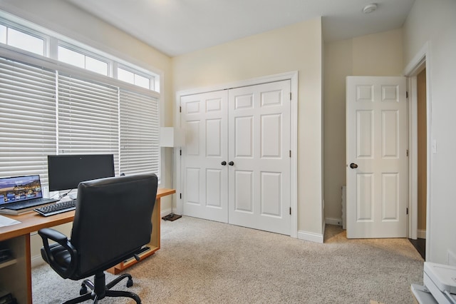 office space with carpet floors and baseboards