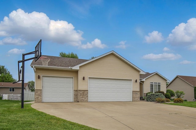 ranch-style home featuring brick siding, concrete driveway, and an attached garage