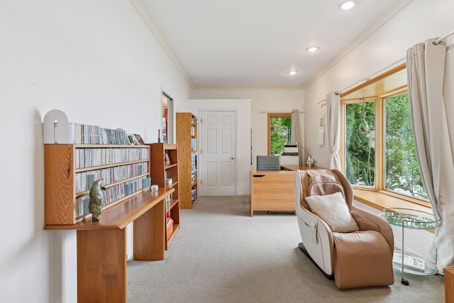 6 Shore Rd, North Oaks, MN 55127 - carpeted office featuring ornamental molding and recessed lighting