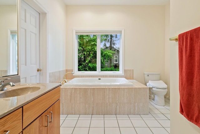 6 Shore Rd, North Oaks, MN 55127 - bathroom with vanity, a bath, tile patterned floors, and toilet