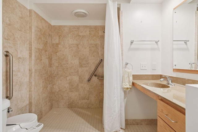 6 Shore Rd, North Oaks, MN 55127 - full bathroom featuring tile patterned flooring, tiled shower, vanity, and toilet