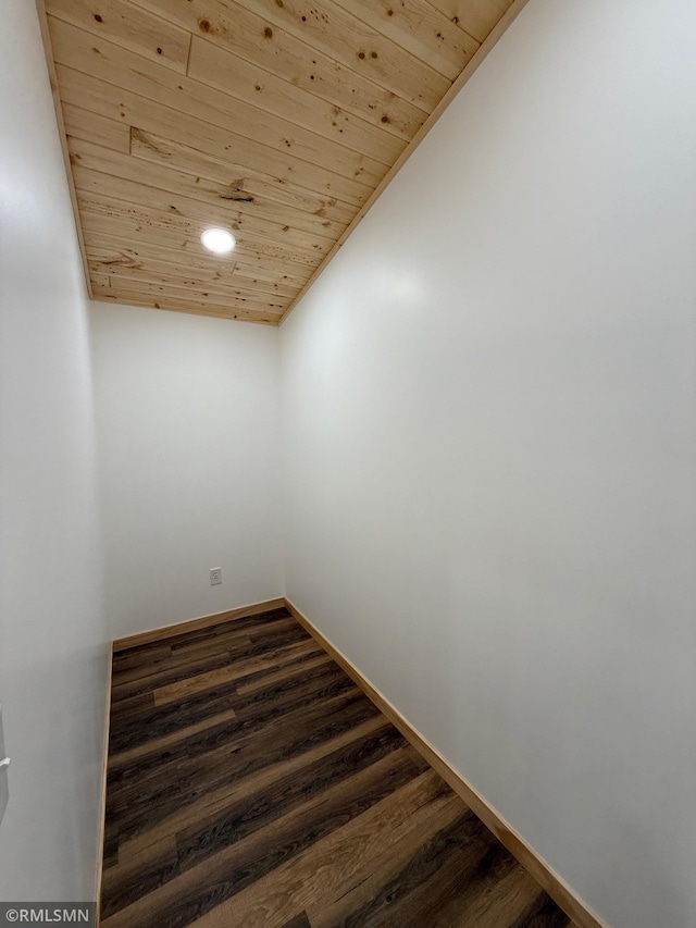 1616 130th Ave, Erin Prairie Twp, WI 54017 - spare room featuring wood ceiling, dark wood-type flooring, and baseboards