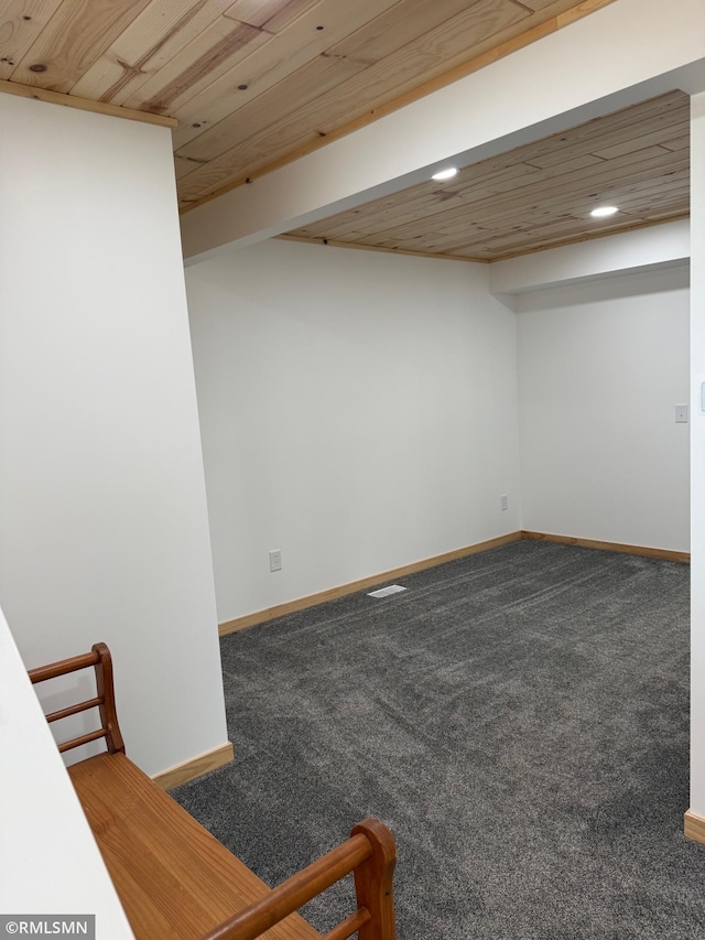 1616 130th Ave, Erin Prairie Twp, WI 54017 - finished below grade area with wooden ceiling, recessed lighting, carpet, and baseboards