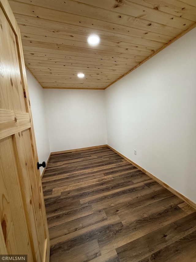 1616 130th Ave, Erin Prairie Twp, WI 54017 - spare room with wood ceiling, recessed lighting, baseboards, and dark wood finished floors