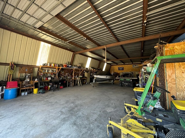 13739 429th Ave, Webster, SD 57274 - garage with a workshop area and metal wall