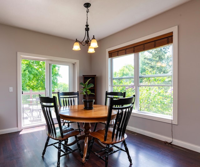 721 Quail Pkwy, Watertown, MN 55388 - dining room with baseboards, plenty of natural light, and dark wood-style floors