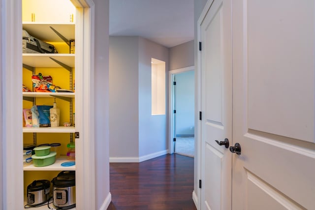 721 Quail Pkwy, Watertown, MN 55388 - hallway featuring dark wood finished floors and baseboards