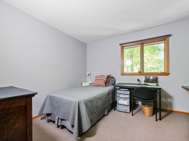 2536 Sandhill Ln NE, Carlos Twp, MN 56308 - bedroom featuring light colored carpet, baseboards, and a textured ceiling