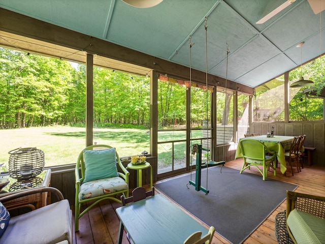2536 Sandhill Ln NE, Carlos Twp, MN 56308 - sunroom with outdoor dining space and a ceiling fan