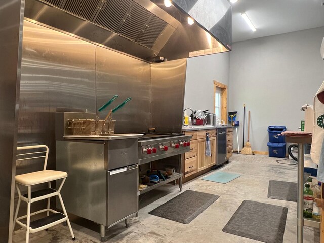 34373 State Highway 7, Foster Twp, MN 56225 - bar with ventilation hood and unfinished concrete flooring