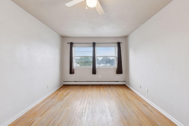 1540 Ashland Ave Unit 3, Saint Paul, MN 55104 - spare room with baseboard heating, light wood-style flooring, baseboards, and ceiling fan