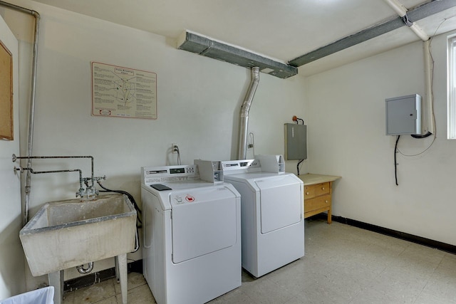 1540 Ashland Ave Unit 3, Saint Paul, MN 55104 - shared laundry with independent washer and dryer, light flooring, baseboards, and electric panel