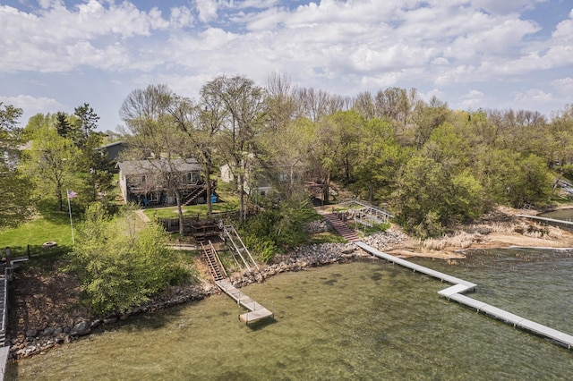 46568 Poss Beach Rd, Dunn Twp, MN 56572 - view of yard featuring stairs and a water view