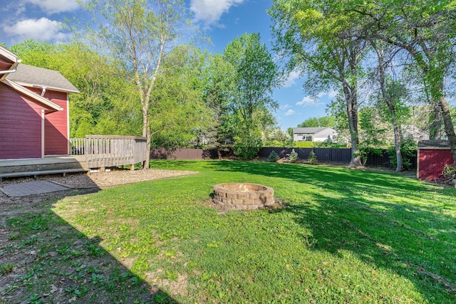 12761 Ethelton Way, Apple Valley, MN 55124 - view of yard featuring an outdoor fire pit and a deck