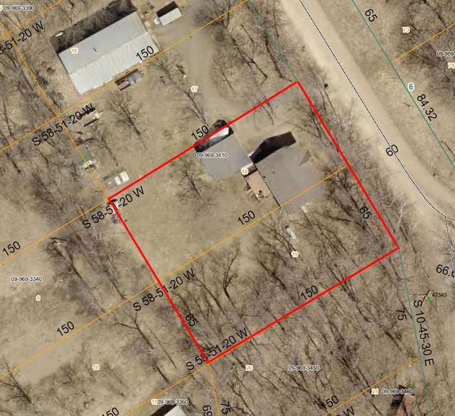 47375 Gone Golfin, Garrison, MN 56450 - aerial overview of property's location featuring property boundaries highlighted