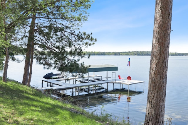 41849 Birchwood Dr, Emily, MN 56447 - dock with a water view and boat lift