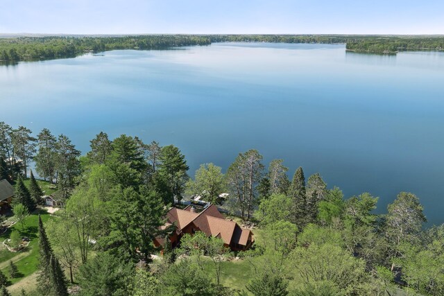 41849 Birchwood Dr, Emily, MN 56447 - aerial view of property and surrounding area featuring a large body of water and a heavily wooded area