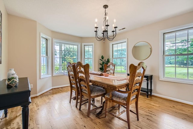 18046 Zodiac St NE, Columbus, MN 55025 - dining area with a chandelier, baseboards, light wood-style floors, and healthy amount of natural light