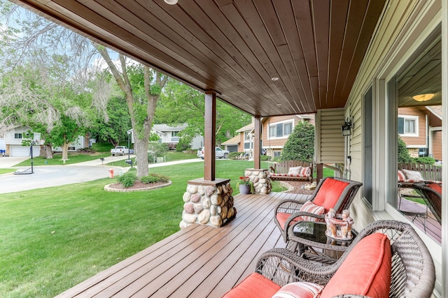 14308 Park Ave, Burnsville, MN 55337 - wooden deck with a lawn and a porch