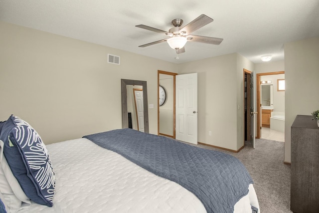 4132 Oakbrooke Curv, Eagan, MN 55122 - bedroom featuring carpet, baseboards, ceiling fan, and ensuite bathroom